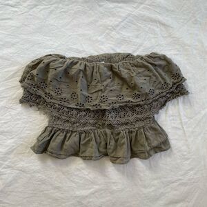 100% Cotton American Eagle Eyelet Tube Top Size Small